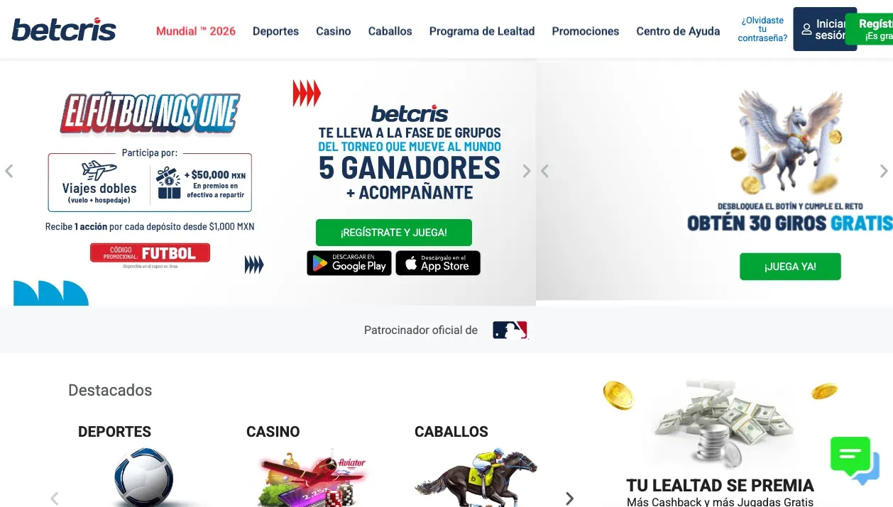 Página principal de Betcris Casino México — mayo 2026