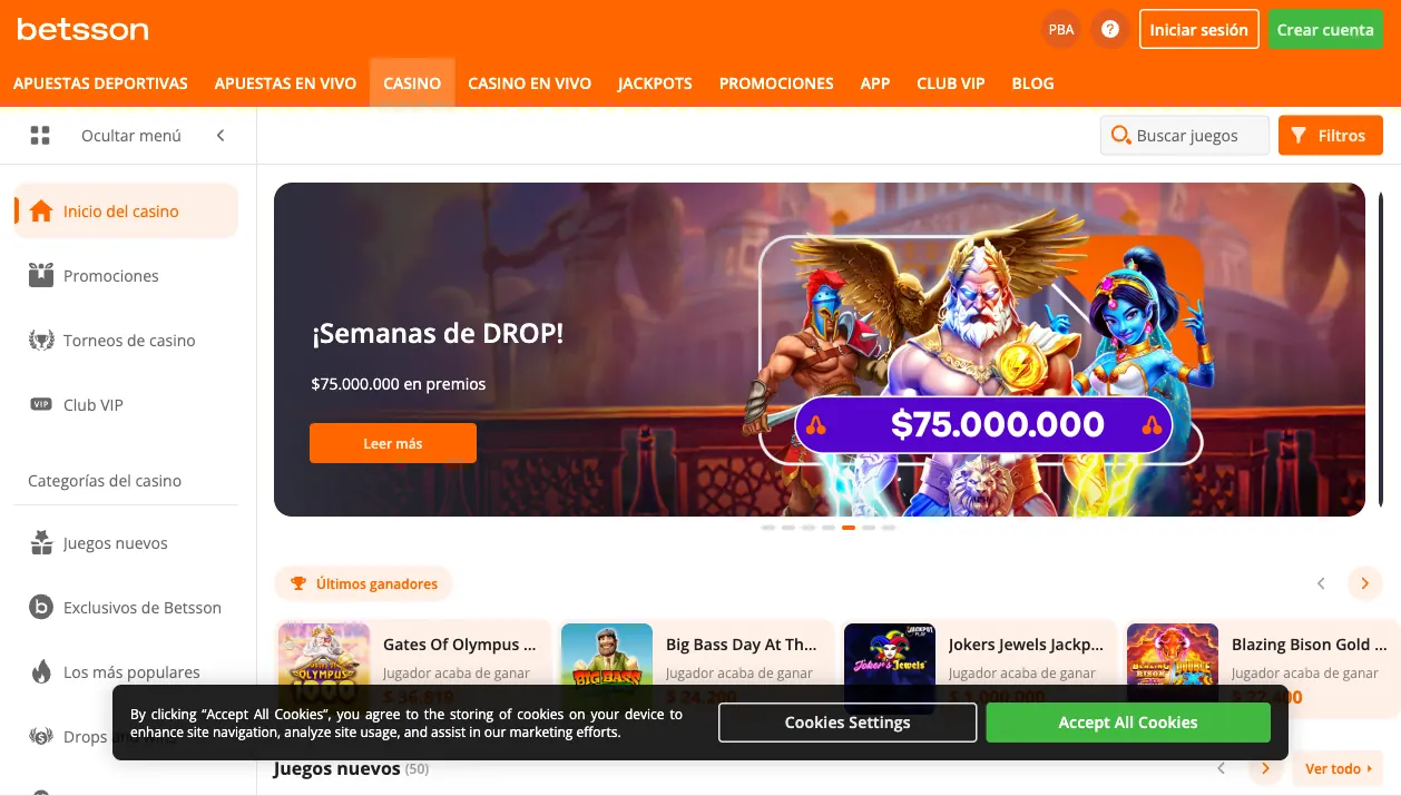 Betsson Argentina — página de casino — mayo 2026