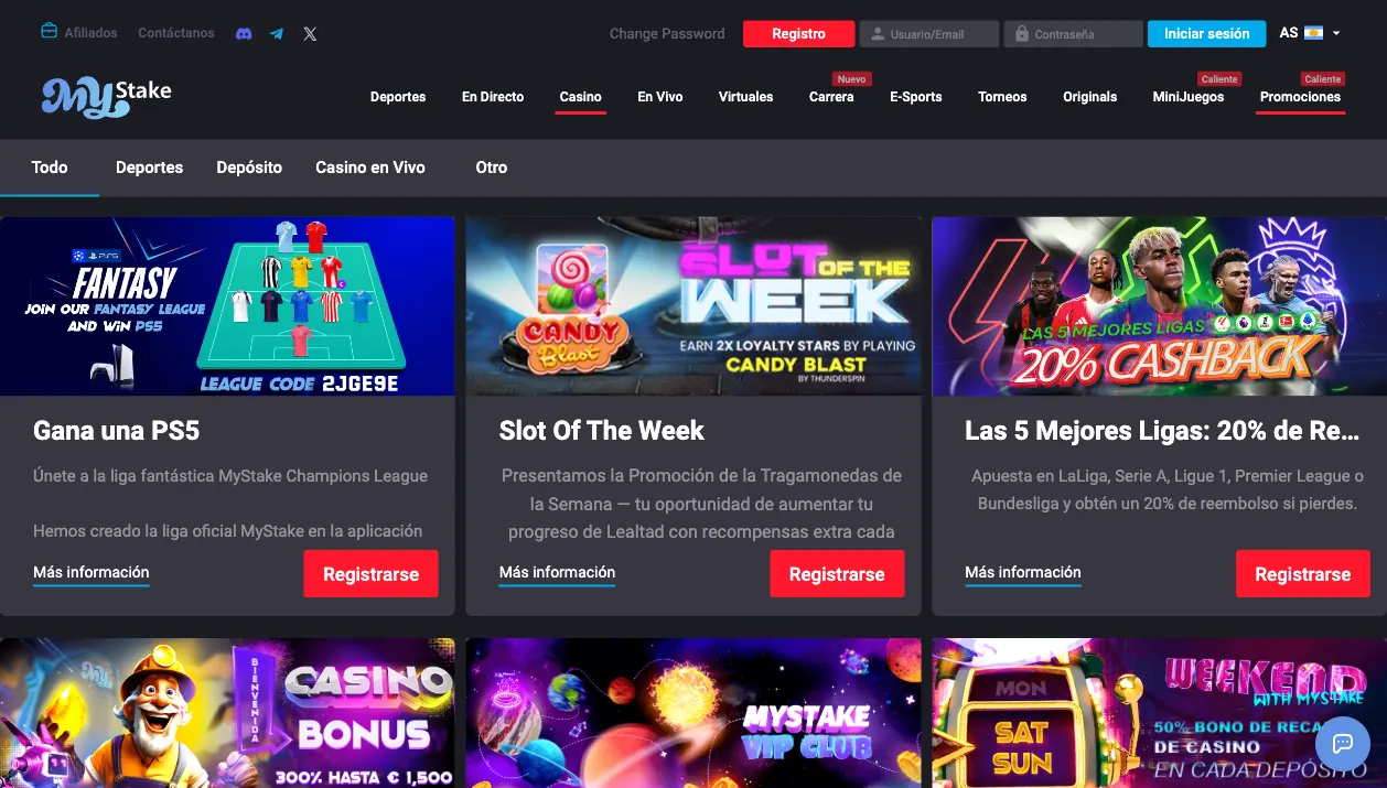 Promociones y bonos de MyStake Casino — mayo 2026