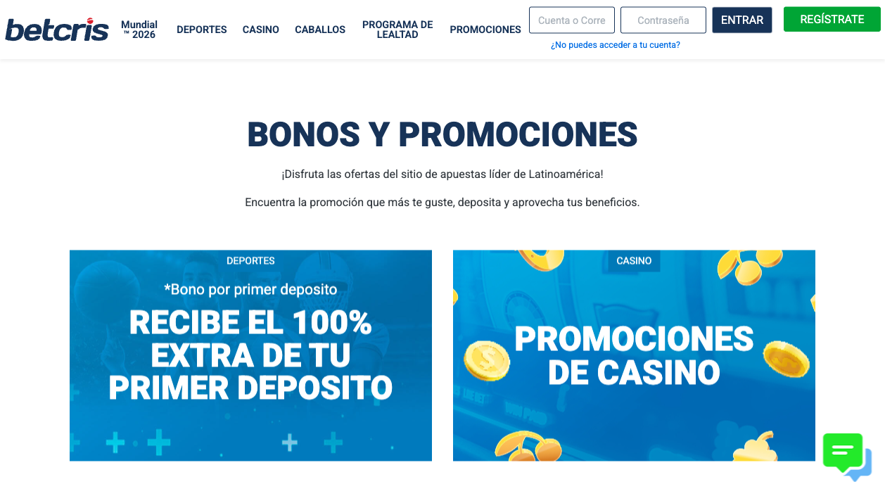 Promociones de Betcris Casino — mayo 2026