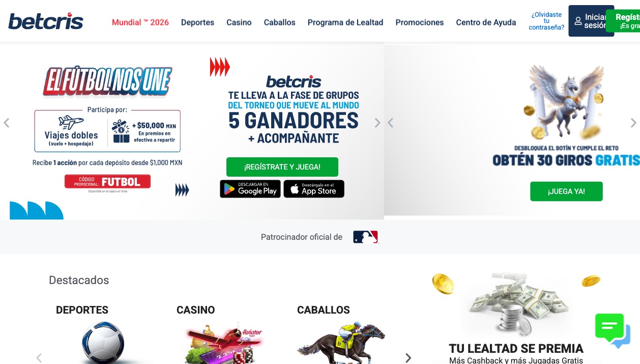 Página principal de Betcris Casino México — mayo 2026