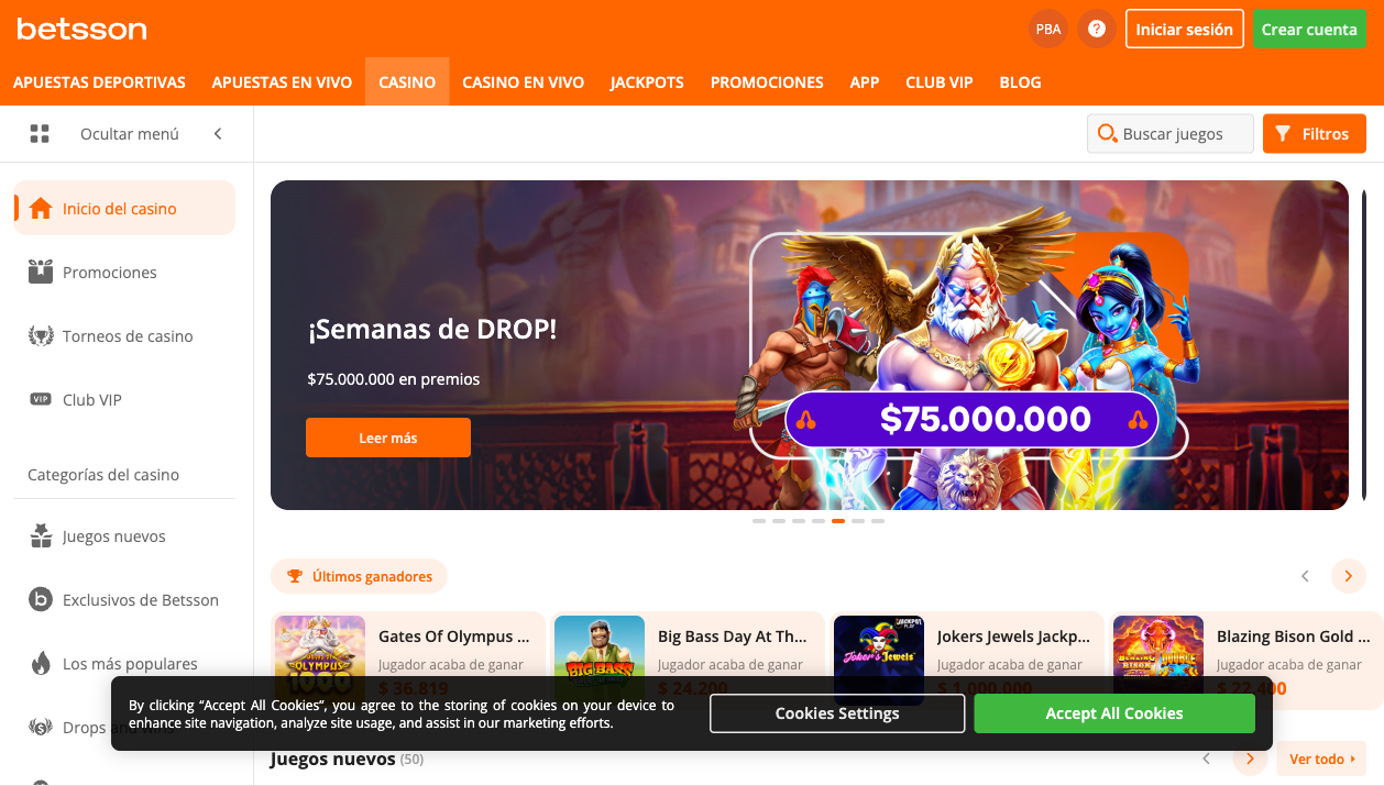 Betsson Argentina — página de casino — mayo 2026