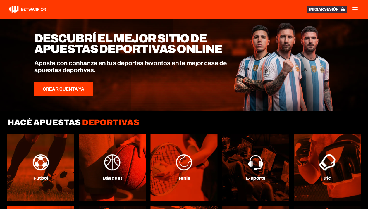 Apuestas deportivas en BetWarrior Argentina — mayo 2026