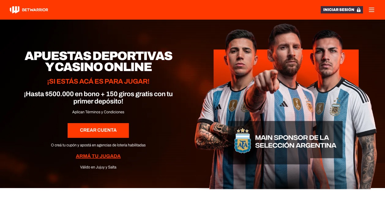 Página principal de BetWarrior Argentina — mayo 2026