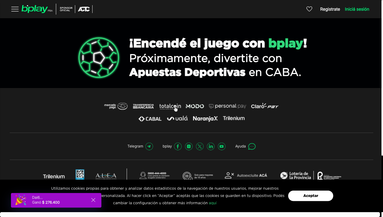 Apuestas deportivas de Bplay Argentina — mayo 2026
