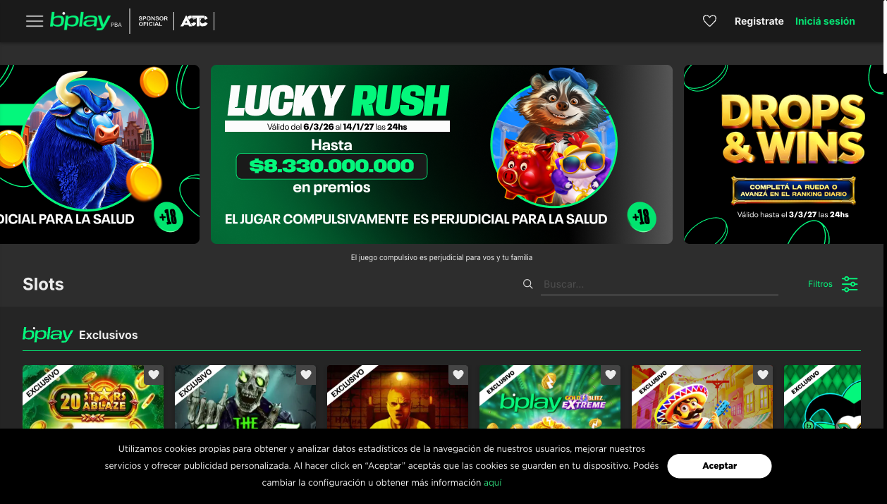 Sección de tragamonedas de Bplay Argentina — mayo 2026