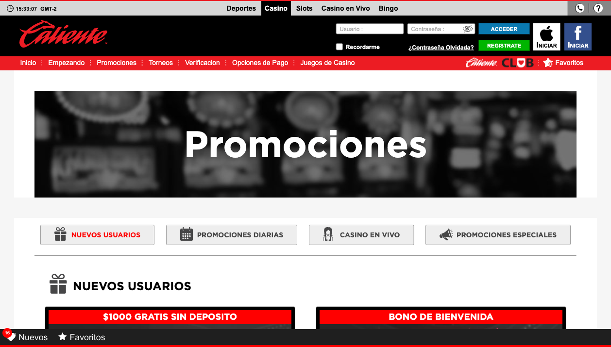 Promociones y bonos de Caliente Casino — mayo 2026
