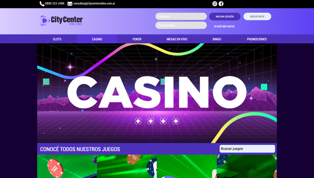 Sección de casino de City Center Online Santa Fe — mayo 2026