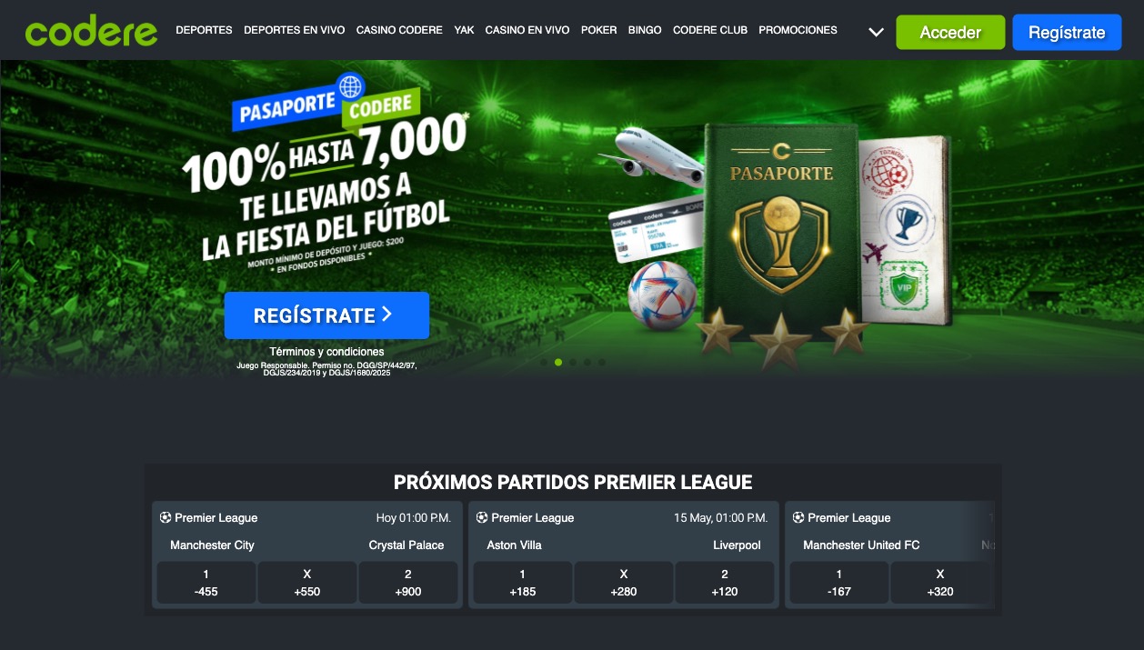 Página principal de Codere Casino — mayo 2026