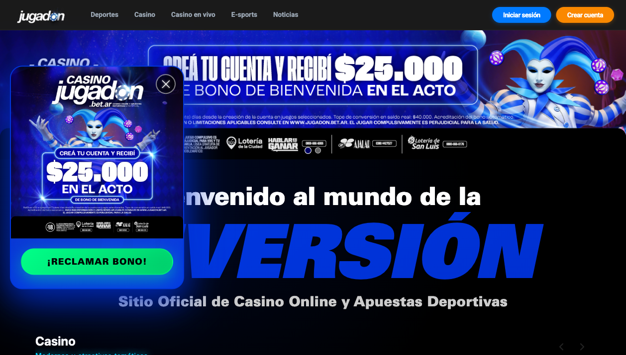 Página principal de Jugadon con casino y deportes — mayo 2026