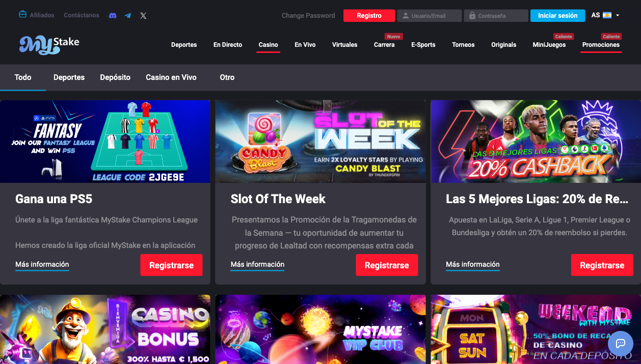 Promociones y bonos de MyStake Casino — mayo 2026