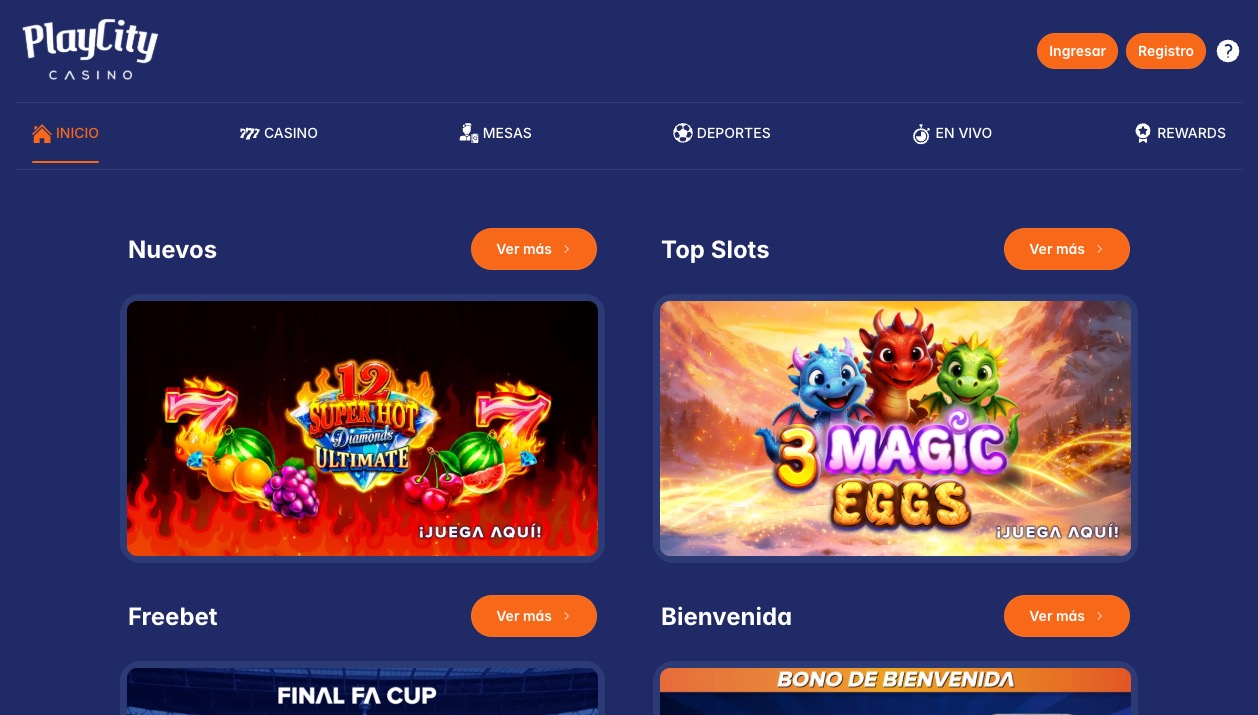 Página principal de PlayCity Casino México — mayo 2026