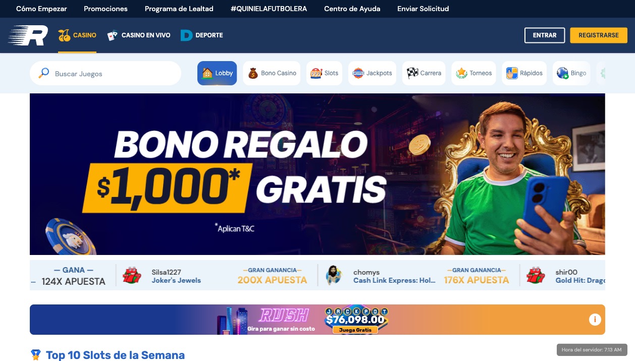 Página principal de Rushbet Casino México — mayo 2026