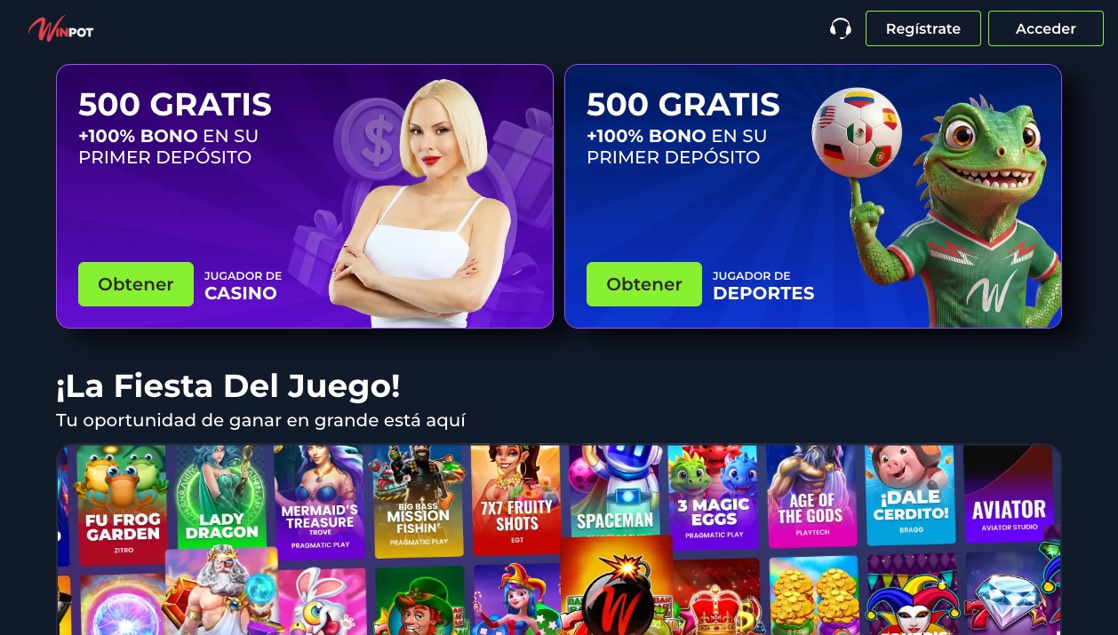Página principal de Winpot Casino México — mayo 2026