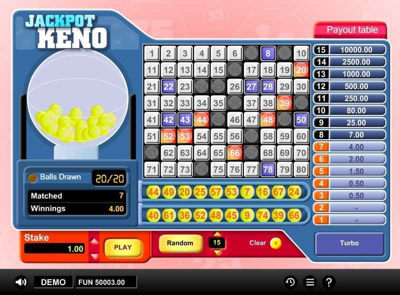 Play Jackpot Keno