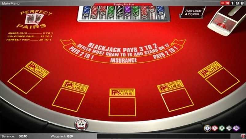 Play Perfect Pairs Blackjack