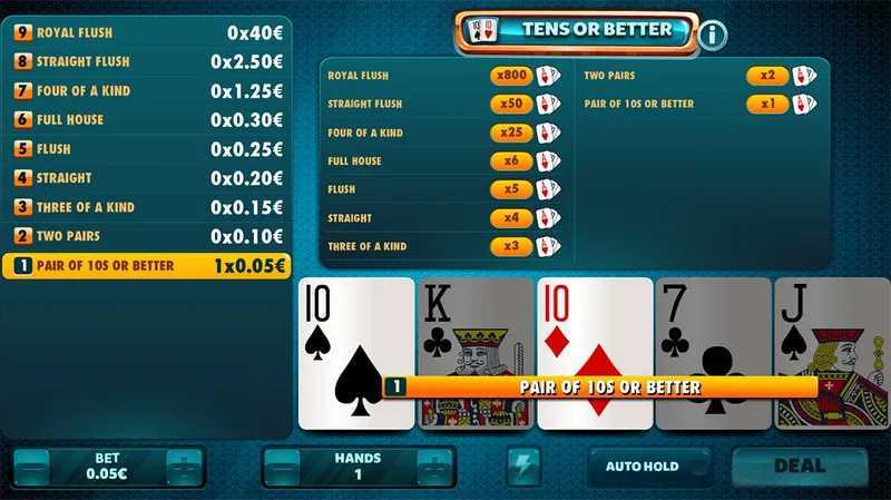 Play Tens or Better Power Poker