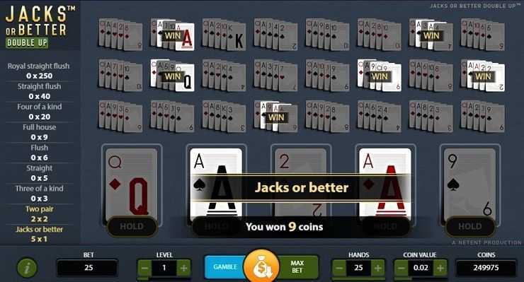 Play Jacks Or Better 25 Hands