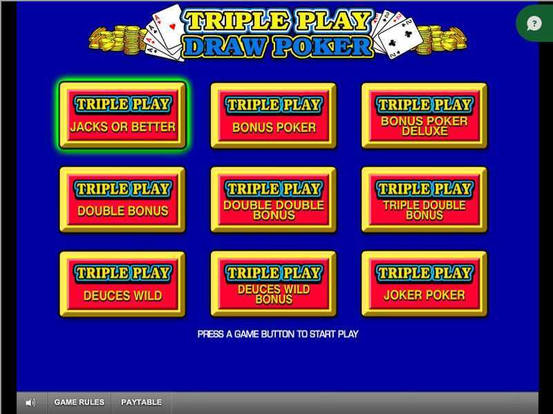 Play Triple Play Draw Poker