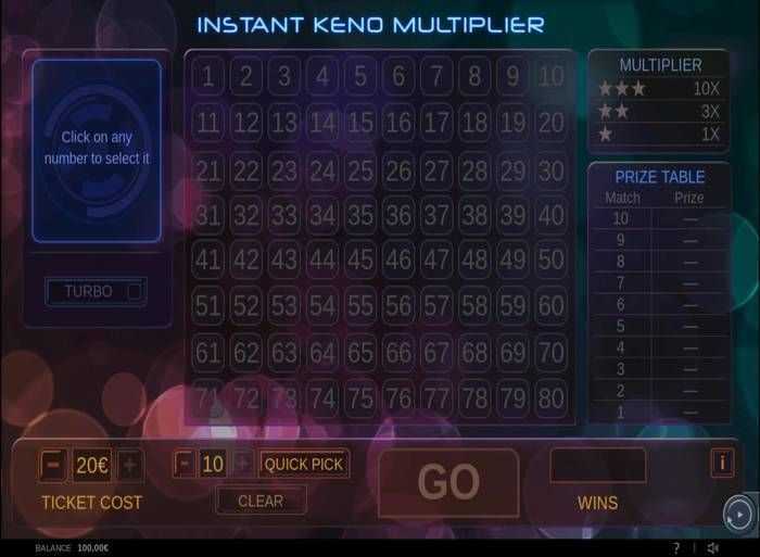 Play Instant Keno Multiplier