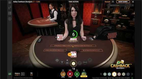 Play Cashback Blackjack Live