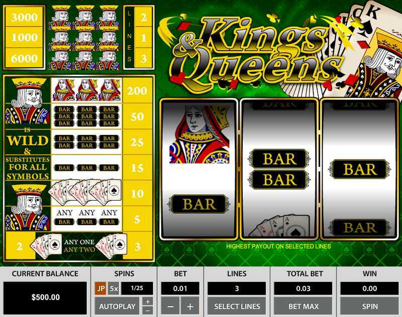 Play Kings and Queens 3 Lines