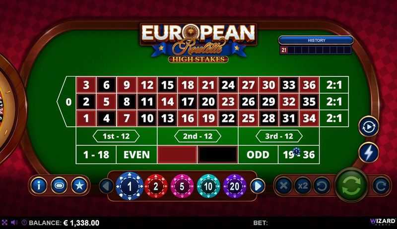 Play European Roulette High Stakes